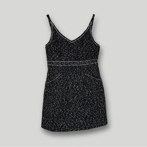 Elegant Channel Style Black tweed Sleeveless Mini Dress